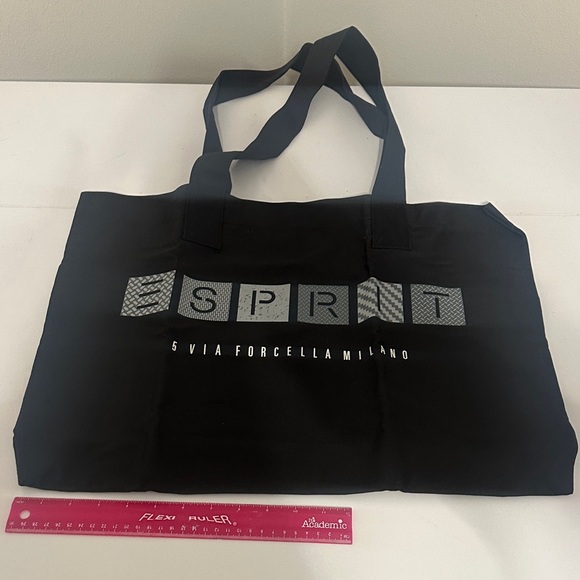 NEW Vintage Esprit Black Canvas Tote Bag - Picture 3 of 5